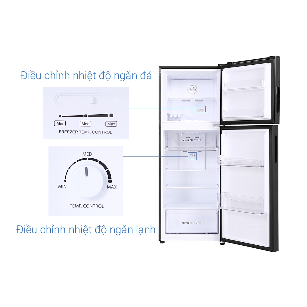 Tủ lạnh Aqua Inverter 211 lít AQR-T238FA(FB) - Khử mùi diệt khuẩn Nano Fresh Ag+, Ngăn đông mềm, Miễn phí giao hàng HCM.