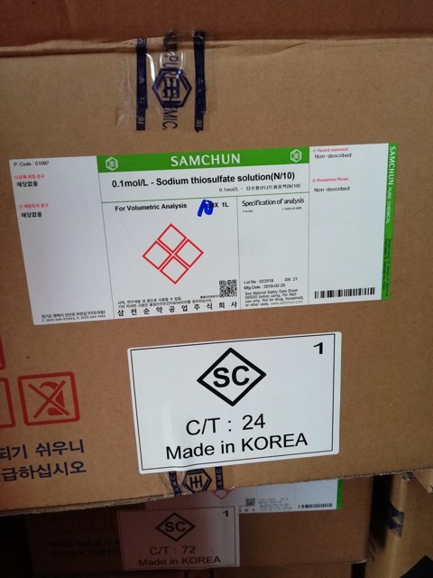 Dung dịch chuẩn 0.1mol/L-Sodium thiosulfate solution N/10 S1097 Samchun Hàn Quốc 1 lít Na2S2O3 0.1N