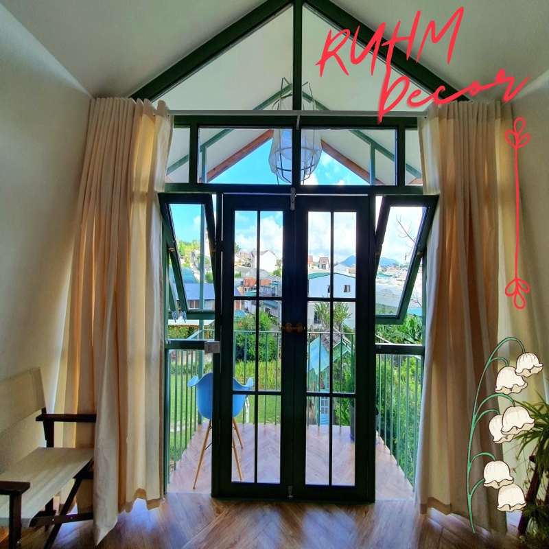 Rèm vải bố mộc trang trí cửa sổ decor homestay farmstay phong cách vintage Ruhm Decor -