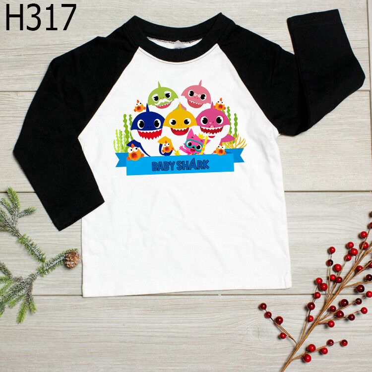 💪Áo Thun Tay Dài In Hình Cá Mập Hoạt Hình Dành Cho Trẻ Em