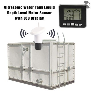 COD☆ Ultrasonic Water Tank Liquid Depth Level Meter Sensor with LCD Display