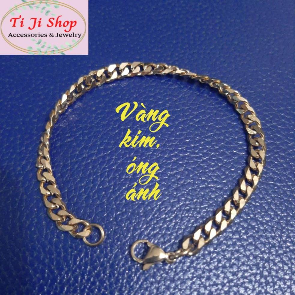 LẮC TAY INOX NAM KIỂU LẶC MẠ VÀNG BẢNG NHỎ 5LY siêu đẹp