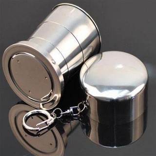 Ly inox gấp gọn có nắp 60ml cốc gấp mini dung tích 60ml s t loại tốt