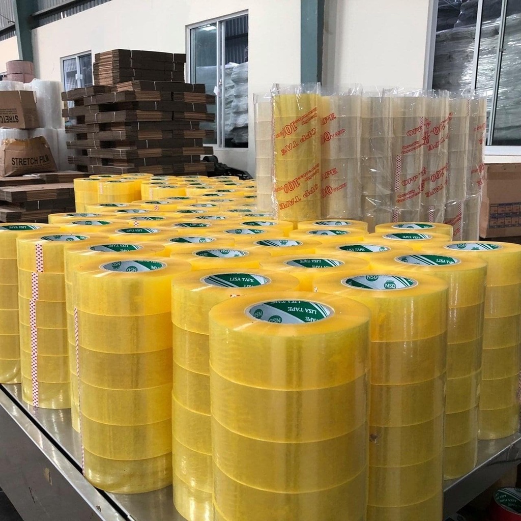 Băng dính 0.35kg/ 1 cuộn dán thùng, đóng hàng giá tại xưởng