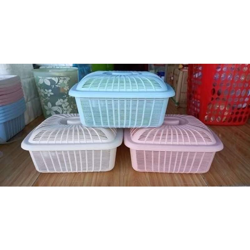 Set 3 bộ rổ nhựa có nắp đậy nhựa đựng trái cây , rau củ quả