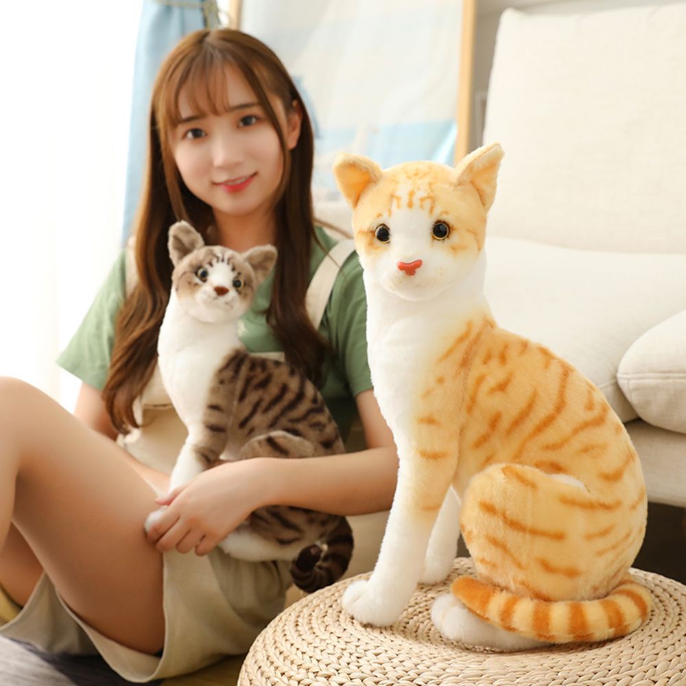 Bebetterm 1Pc Simulation Cat Toy Plush Stuffed Doll Siamese Cat Orange Cat Gift Simulation Dolls