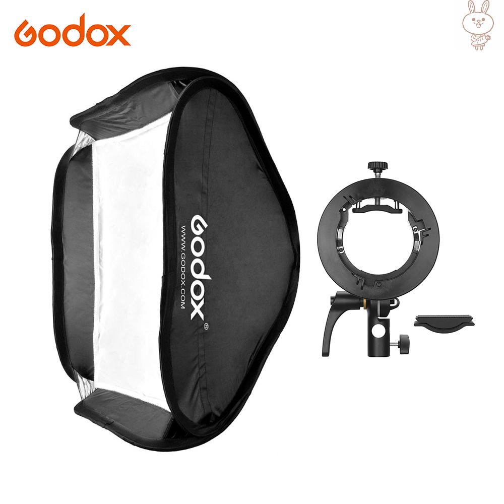 RD Godox 60 * 60cm/24 * 24inch Flash Softbox Diffuser with S2-type Bracket Bowens Mount Carry Bag for Flash Speedlite Compatible with Godox AD200Pro/V1 series/TT350 series/V860Ⅱ series/AD400Pro