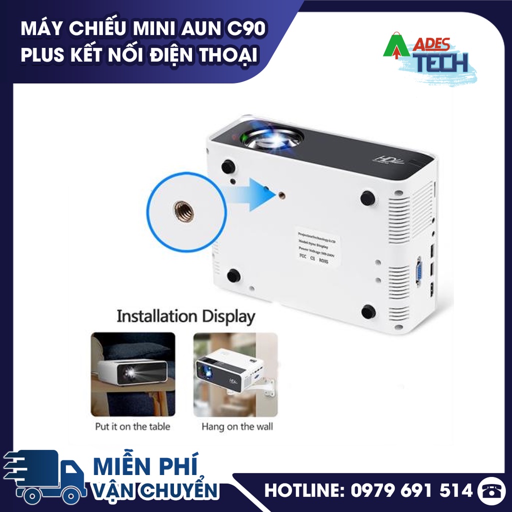 Máy chiếu mini AUN C90 Plus Kết nối điện thoại - BẢO HÀNH 12 THÁNG