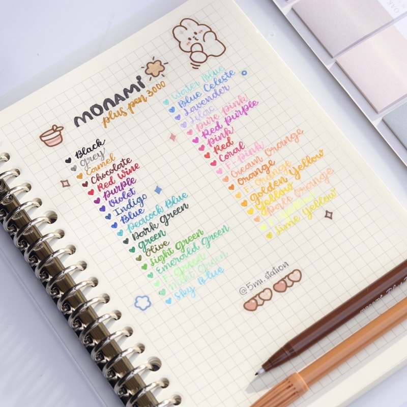 Bán Lẻ - Bút Monami Plus Pen 3000 Đủ 36 Màu Viết Bullet Journal