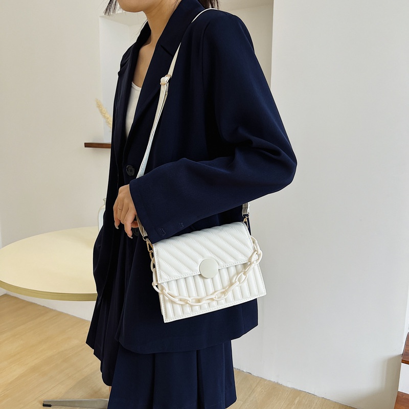 Túi đeo chéo JASMIN NOIR nắp gập kẻ sọc xinh xắn thời trang cho nữ