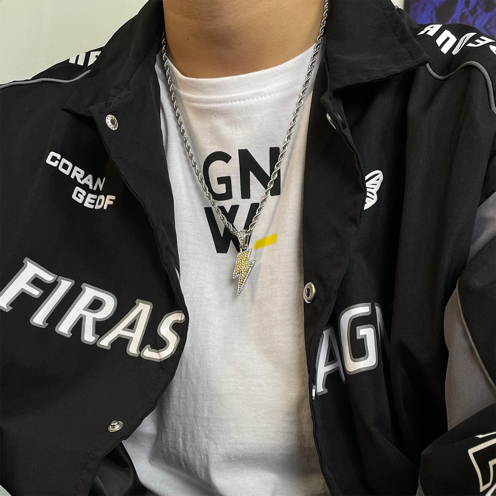 Vòng Cổ Dây Gai Dầu Hình Tia Chớp Phong Cách hip hop Đường Phố Cá Tính Cho Nam Và Nữ