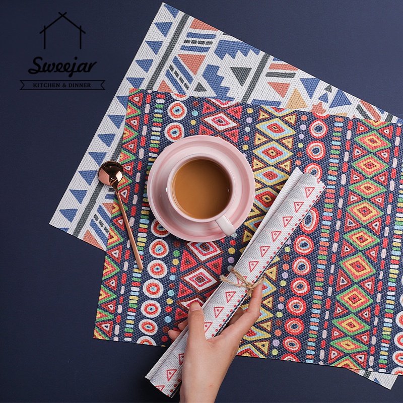 Thảm dệt kim SWEEJAR bằng pvc phong cách bohemian cách nhiệt chống trượt