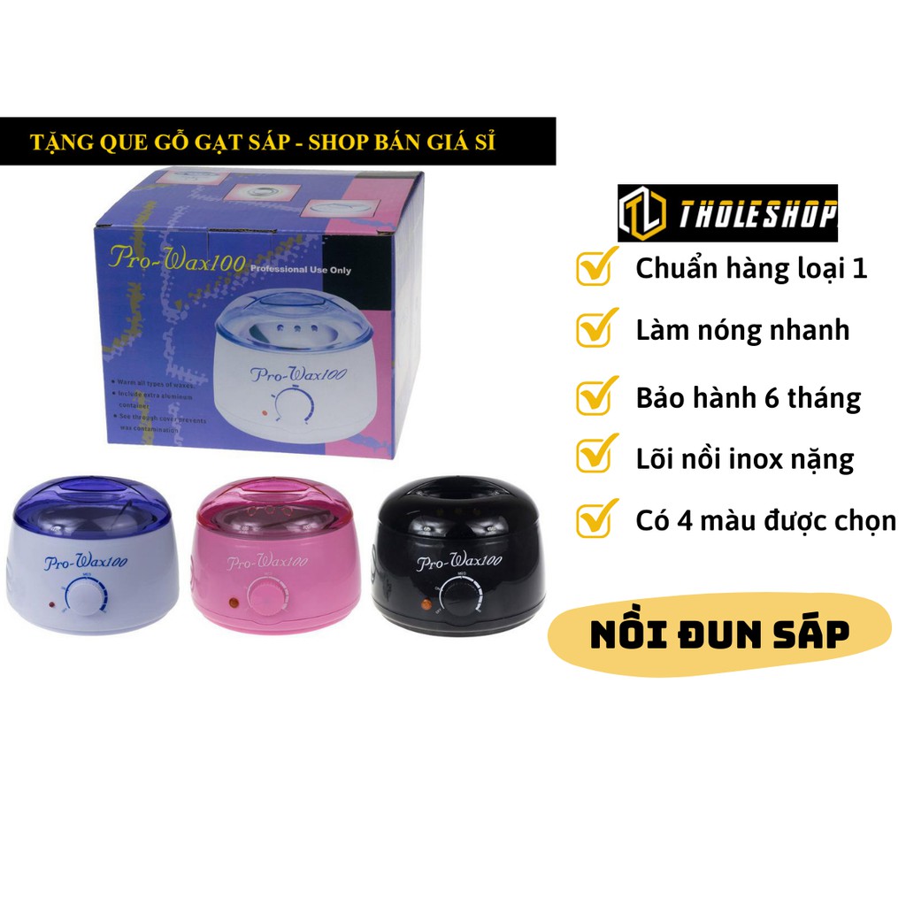 Nồi nấu sáp nóng chảy 💓TẶNG QUE GỖ 💓 Nồi đun sáp wax lông Pro-wax100 hạt đậu loại 1 dây đồng ổ cắm lớn 8582