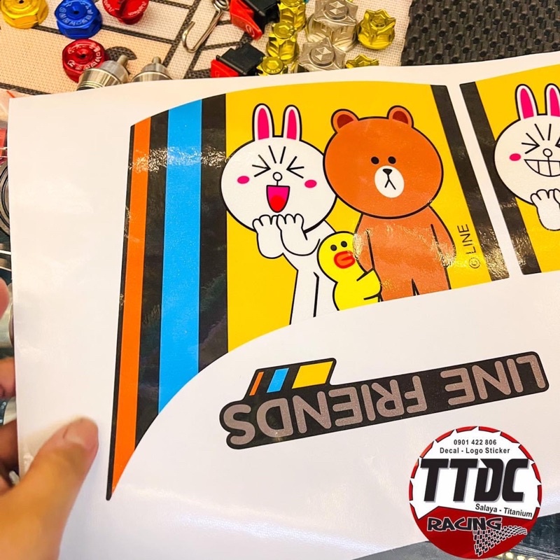 Tem Scoopy Limited phiên bản Gấu Line chất liệu camay nhũ kim cao cấp