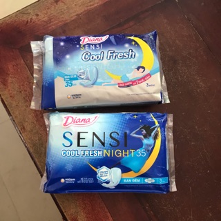 Gói băng vệ sinh Diana ban đêm SENSI COOLFRESH 35cm ( gói 3 miếng)