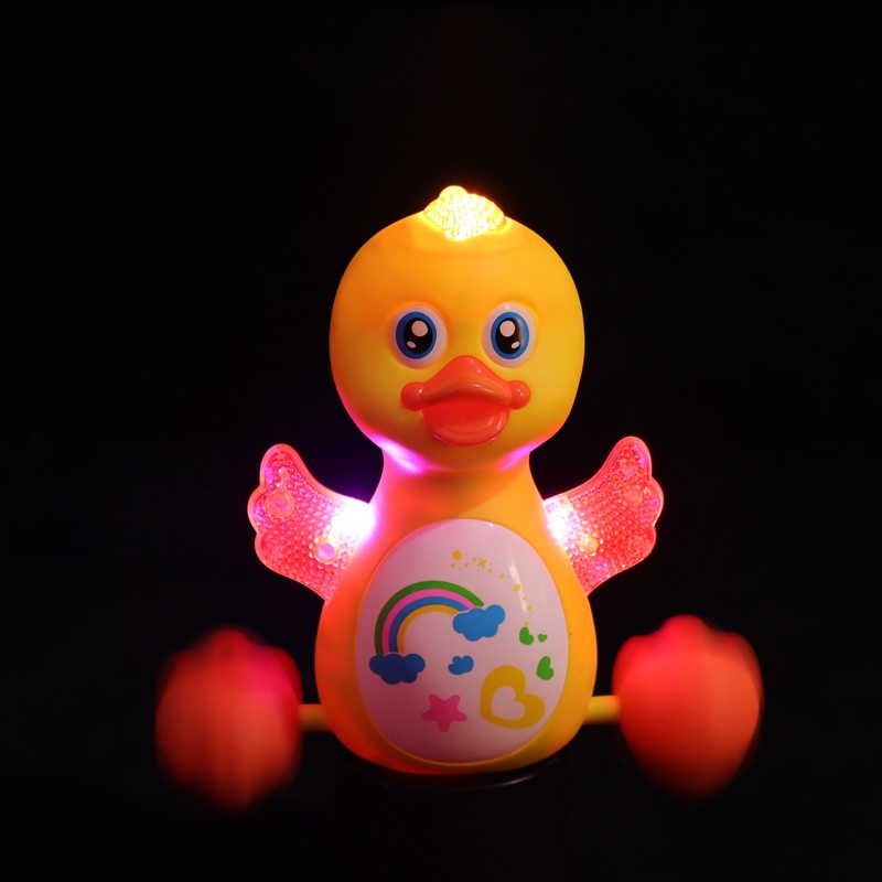 Đồ Chơi Chú Vịt Biết Đi Có Đèn Và Nhạc lắc lư có dây dắt kèm theo Cho Bé tăng khả năng vận động