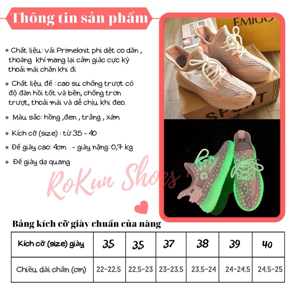 Giày thể thao nữ ULZZANG hoa cúc phát sáng đế cao 3cm êm vải thoáng chân thể thao năng động 3 màu hồng/đen/trắng mới