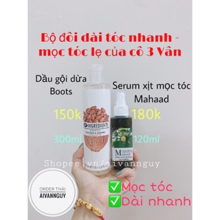 Bộ đôi dầu gội dừa Boots và xịt mọc tóc - dài tóc nhanh