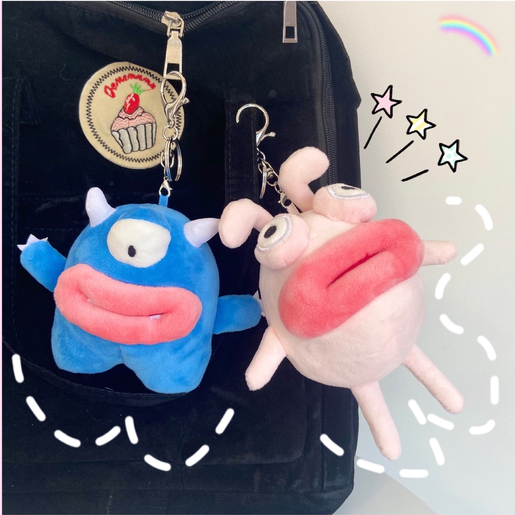 Móc chìa khoá gấu bông môi trề mắt trố độc đáo / Có sẵn /