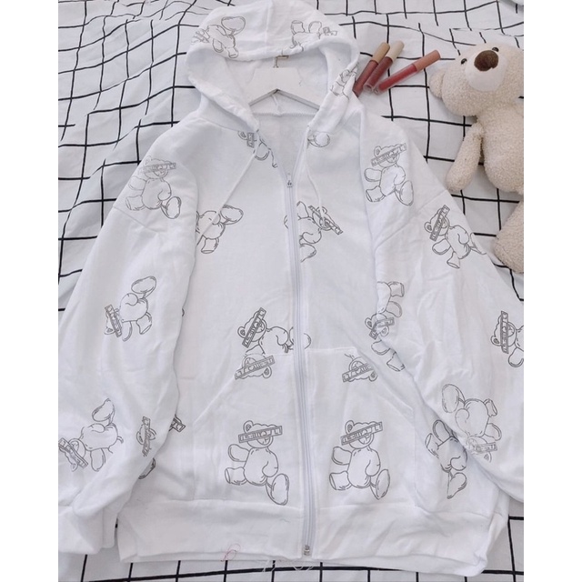 Áo Khoác Dây Kéo Form Rộng Nỉ Lót Bông Hoodie Gấu Unisex Hot hit (hàng có sẵn) | BigBuy360 - bigbuy360.vn