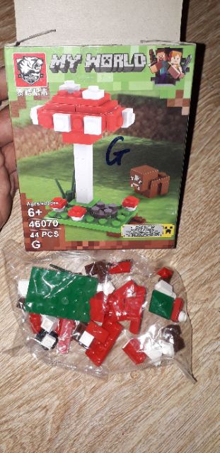 Lắp ráp 1 hộp Lego_MineCraff_MyWord 46070 hoặc 33186 có nhiều chi tiết bằng nhựa ABS