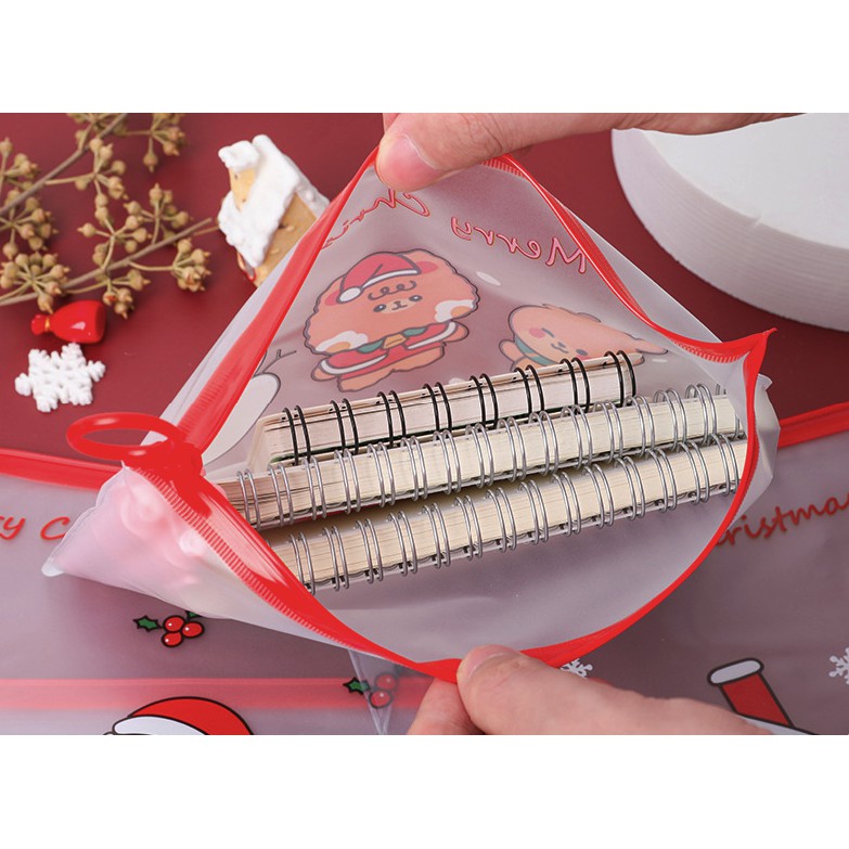 Túi Zip Đựng Đồ Trong Suốt Hoạ Tiết Cây Giáng Sinh Noel P081