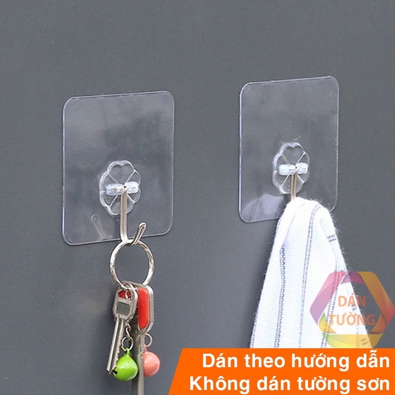 Móc dán tường chịu lực , bộ 10 móc dán tường siêu dính trên gạch men, kính,mặt phẵng