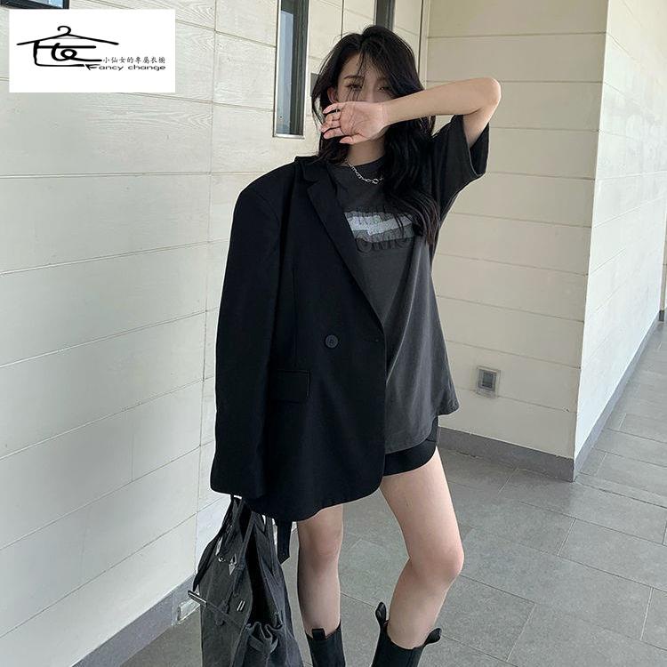 Áo Thun Tay Ngắn Dáng Rộng In Chữ Màu Xám Đậm Thời Trang Mùa Hè Hàng Mới Dành Cho Bạn Nữ 2022