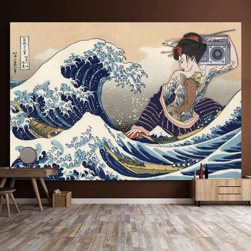 Tranh vải treo tường phong cách Ukiyo-e Nhật Bản 150*130cm