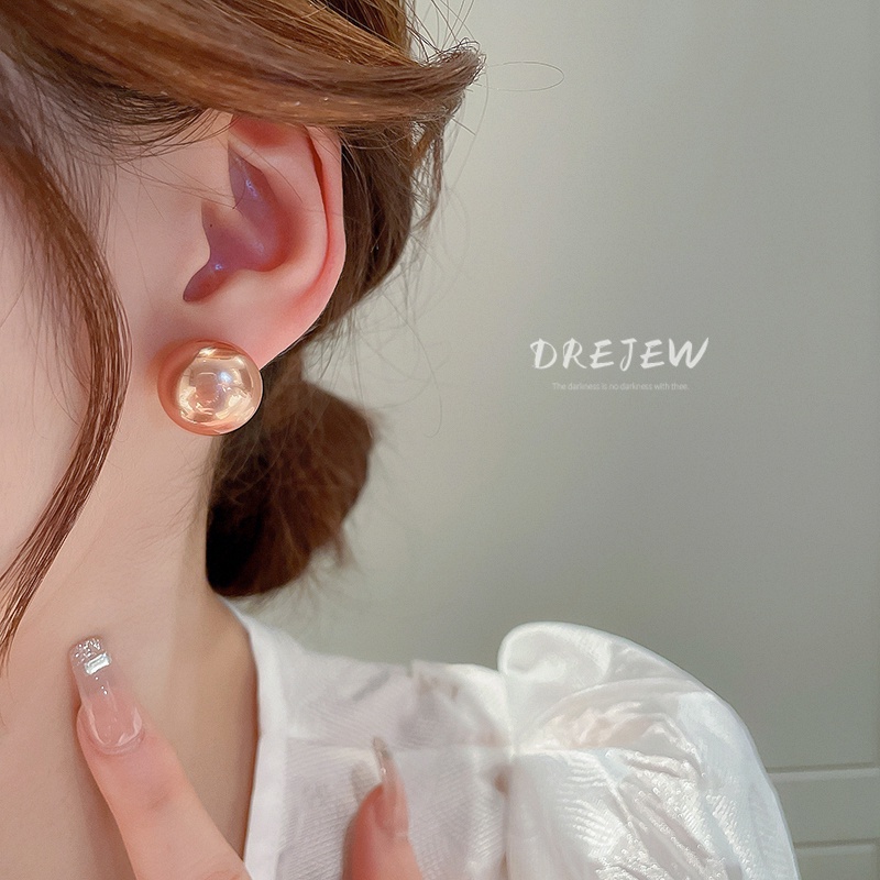 DREJEW Khuyên tai mạ bạc đính ngọc trai nhân tạo phong cách Pháp cổ điển sang trọng thời trang cho nữ