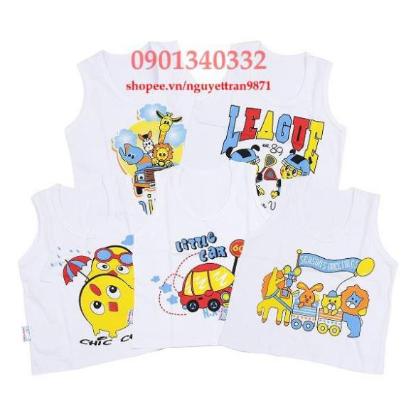 🎯KHUYẾN MÃI 99k-🎯 Set 10 áo ba lỗ trắng Bosinis cho bé (3-27kg)