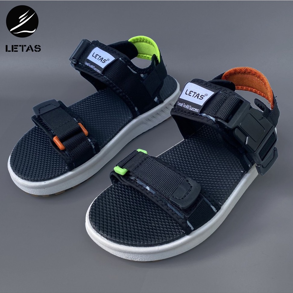 Sandal Unisex Letas D711 đen gót màu