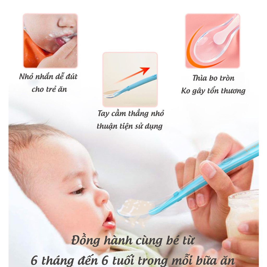  Thìa mềm, thìa silicone ăn dặm Bedol cao cấp, dùng cho bé từ 6 tháng đến 6 tuổi