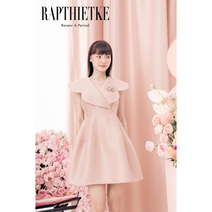 RẬP - Đầm Không Tay Cổ V Đắp Chéo Cài Hoa - ANNI 08