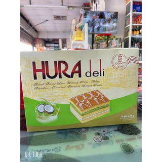 Bánh bông lan hương cốm dừa Hura Deli hộp 336g (12 cái)