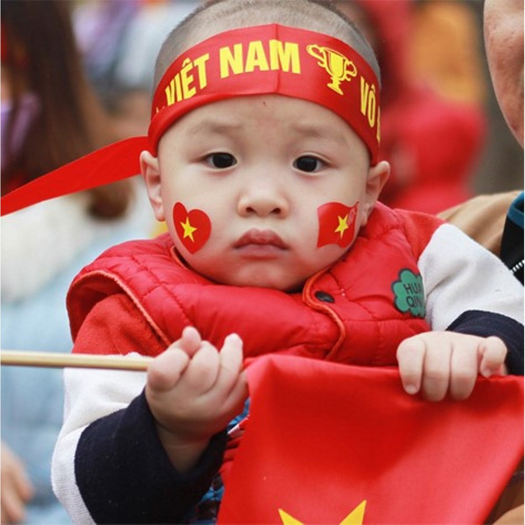 Stick lá cờ dán mặt, hình trái tim - combo 8 cặp