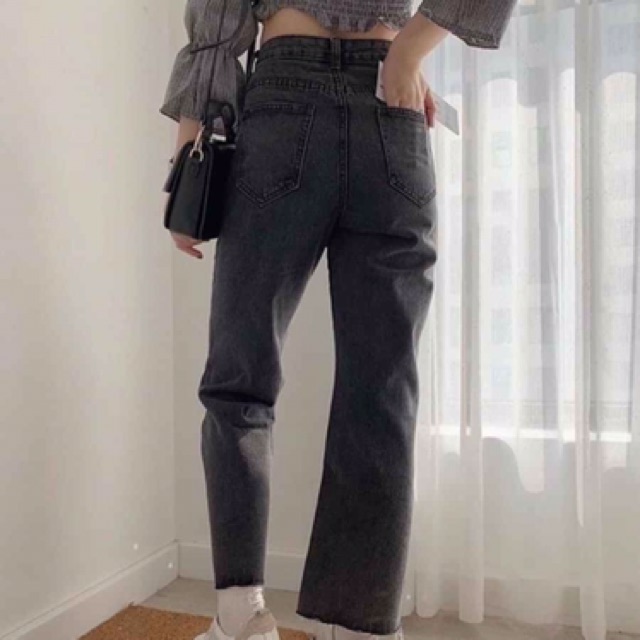 Quần jeans suông đen