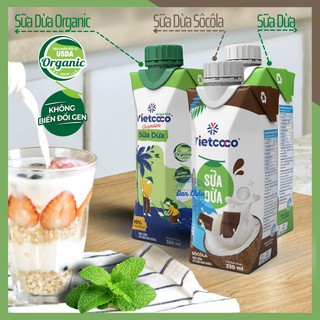 Sữa Dừa VIETCOCO Sữa Thực Vật 100% Nguyên Chất Hữu Cơ Organic, Giàu Canxi, Tốt Cho Ăn Chay, Bệnh Tim Mạch | 330ml