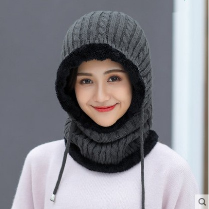 Mũ len kèm khăn choàng cổ giữ ấm thời trang mùa đông cho nữ
