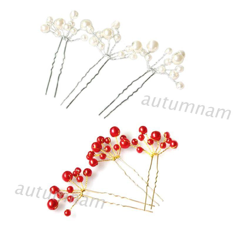 Ghim cài tóc bằng hợp kim hình quả cherry đính ngọc trai giả xinh xắn cho nữ