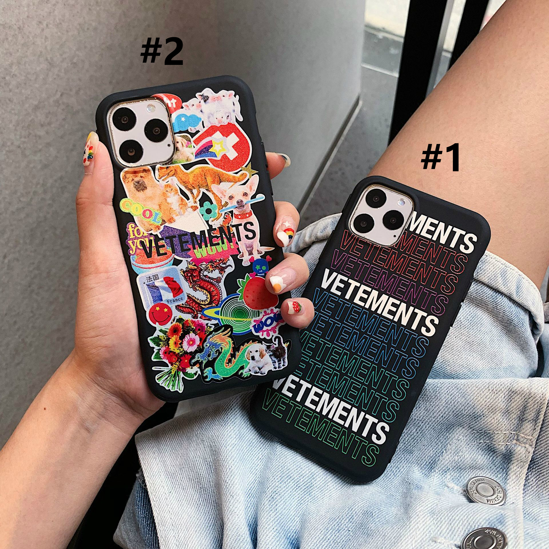 Ốp điện thoại mềm màu đen họa tiết động vật VETEMENTS cho iPhone 7/8 Plus/X/XS/XS/XS MAX/11/11 PRO/11 Pro MAX/SE2/12