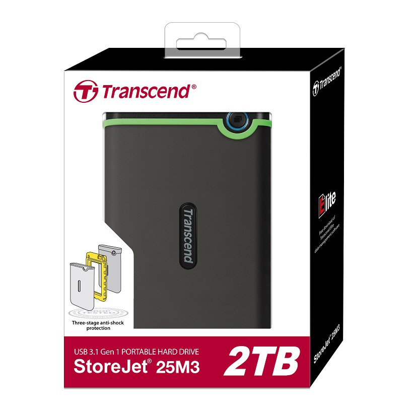 Ổ Cứng Di Động Transcend M3S 2TB Slim USB 3.1 TS2TSJ25M3S - Hàng Chính Hãng