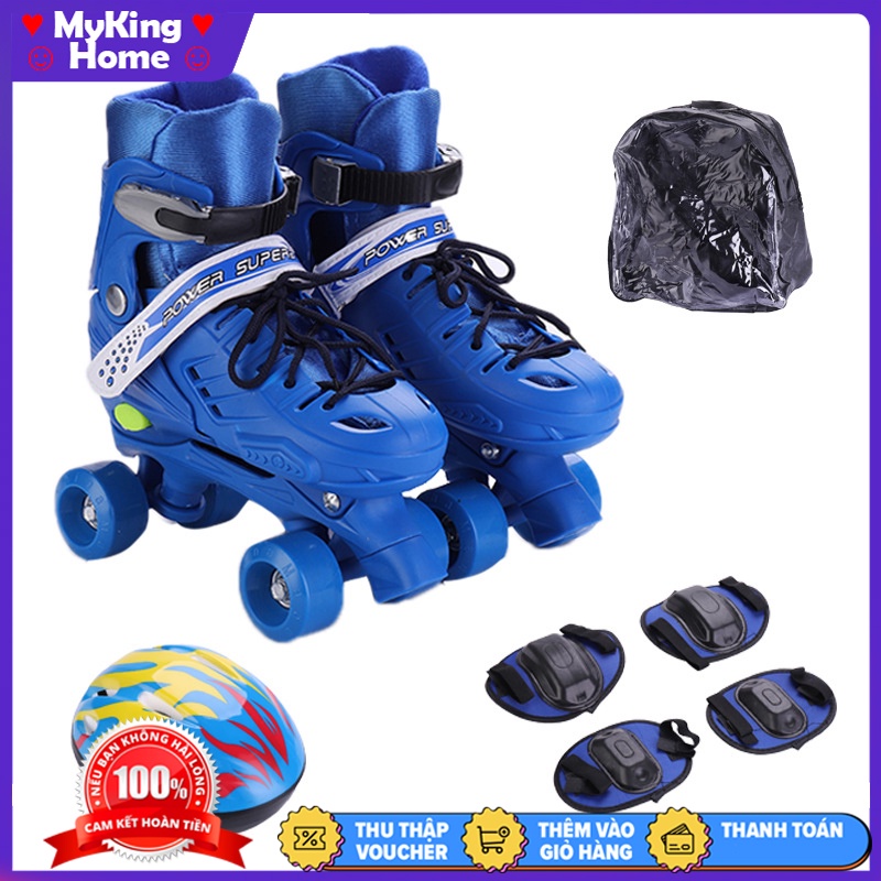 Giày Trượt Patin 4 Bánh 2 hàng chống ngã, Giày patin, patin, patin 4 bánh, patin 2 hàng, tặng kèm bộ bảo hộ chân tay