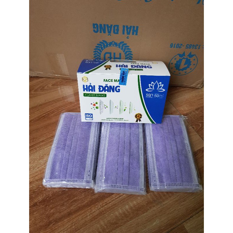 (Hot) Hộp 50 chiếc Khẩu trang y tế màu Tím