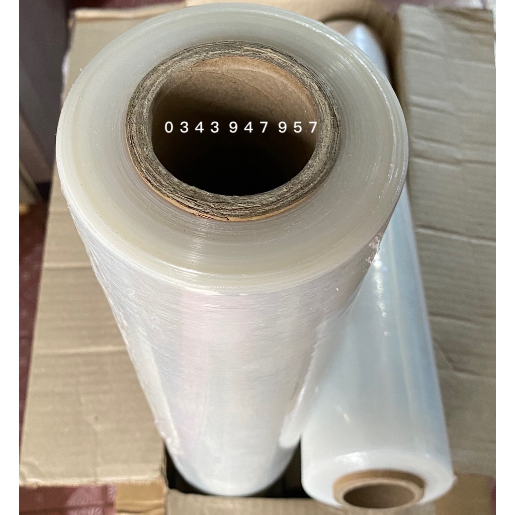 Màng kít quấn hàng hoá khổ 50cm_3kg lõi mõng, màng co pe, màng chít, pallet bọc hàng hoá