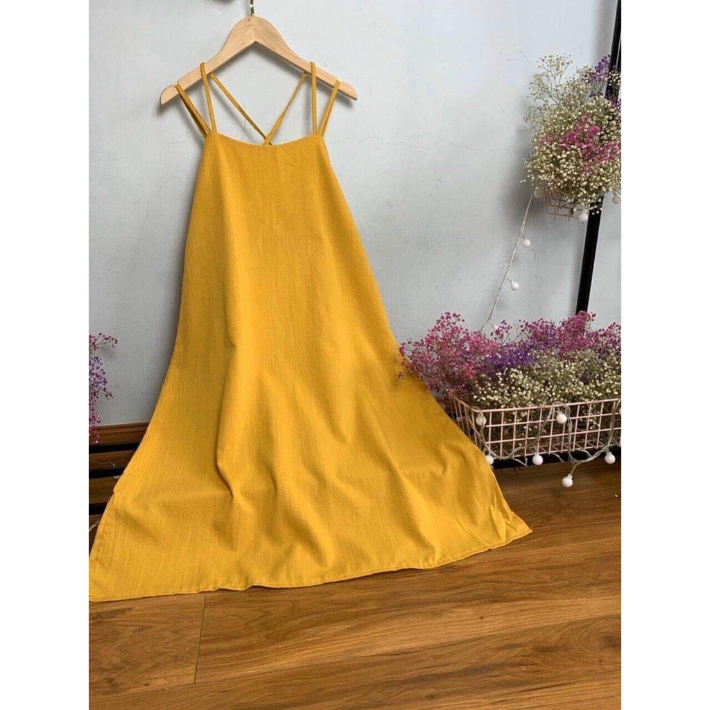 [Mã FASHIONT4WA2 giảm 10K đơn 50K] Váy đũi 2 dây siêu xinh - Đầm maxi đi biển đi chơi V266 (Bầu bí bon chen)