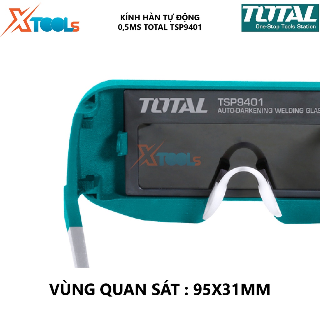 Kính hàn điện tử TOTAL TSP9401 Kính hàn tự động Kích thước vùng tối 108x 50.8x 5mm, TlG amps ≥ 30 amps chống chói, bụi