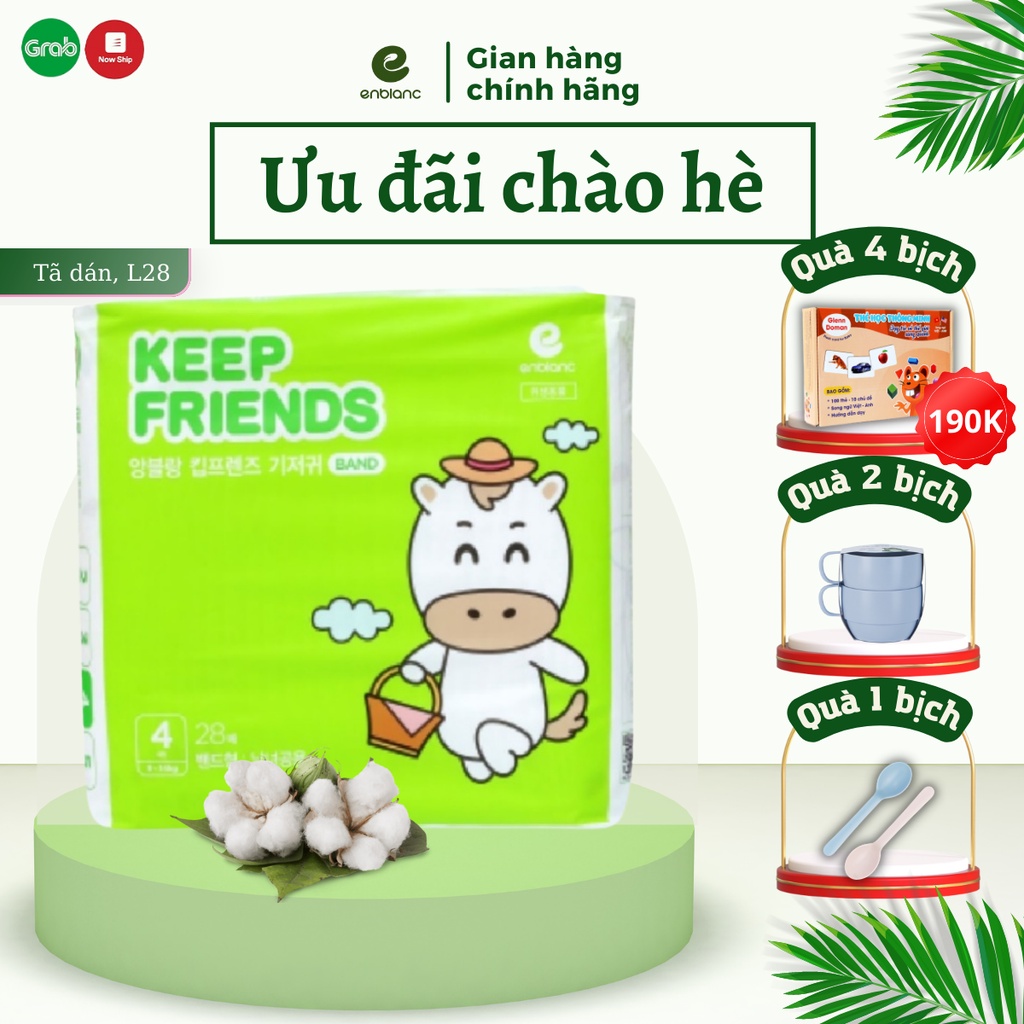 Tã Bỉm Dán ENBLANC KEEP FRIENDS Size L28  Nội Địa Hàn Quốc Siêu Thoáng Mát, Thấm Hút Cho Bé Thoải Mái