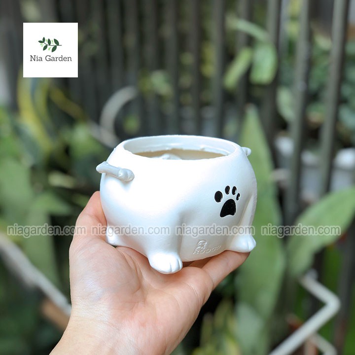 Chậu thú nhựa lộn ngược trồng sen đá xương rồng mini gấu heo chó Nia Garden N4