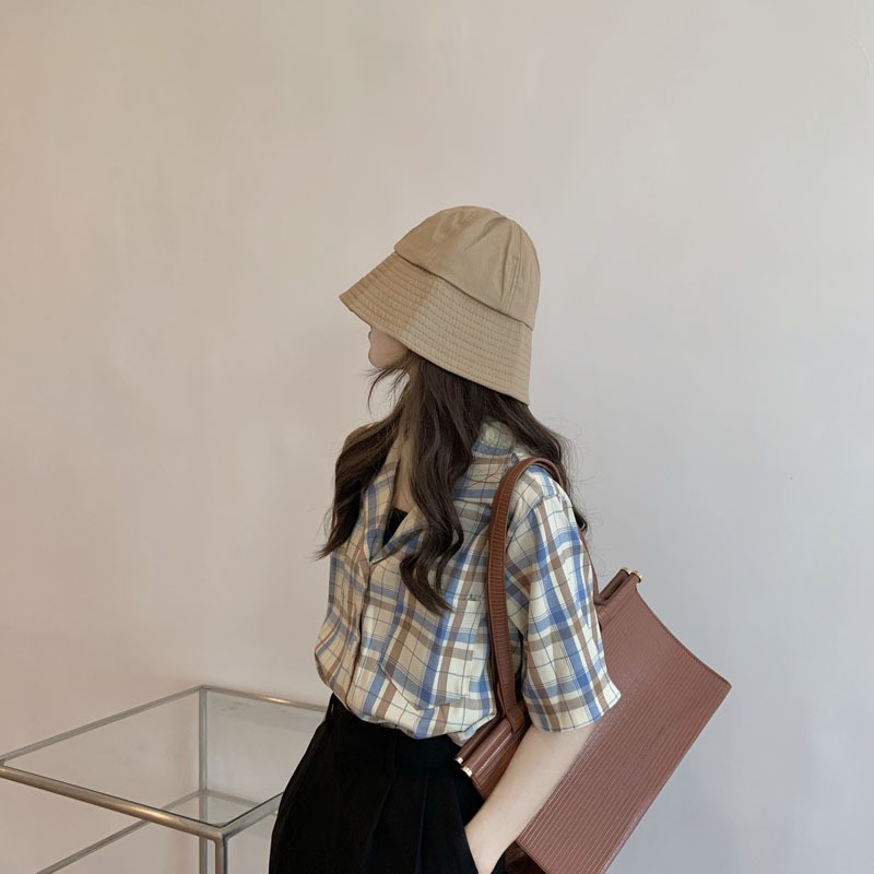 Áo sơ mi nữ kẻ caro cổ vest phối túi ngực form rộng style Ulzzang | WebRaoVat - webraovat.net.vn